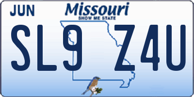 MO license plate SL9Z4U
