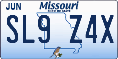 MO license plate SL9Z4X