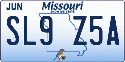 MO license plate SL9Z5A