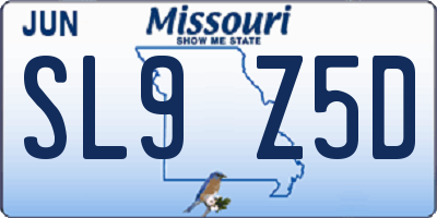 MO license plate SL9Z5D