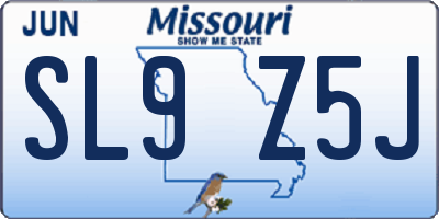 MO license plate SL9Z5J