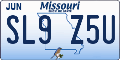 MO license plate SL9Z5U