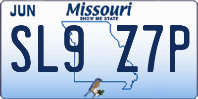 MO license plate SL9Z7P