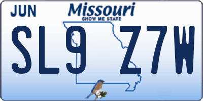 MO license plate SL9Z7W