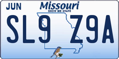 MO license plate SL9Z9A