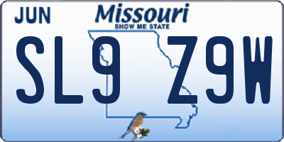 MO license plate SL9Z9W