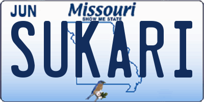 MO license plate SUKARI