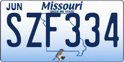 MO license plate SZF334