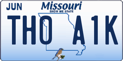MO license plate TH0A1K