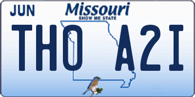 MO license plate TH0A2I