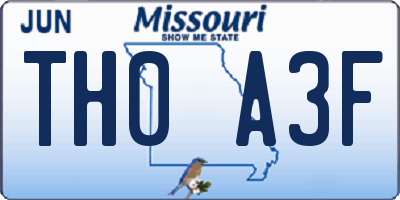 MO license plate TH0A3F