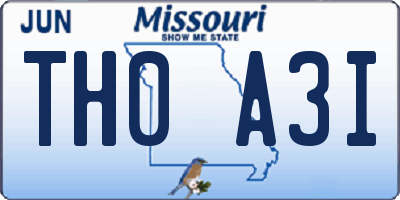 MO license plate TH0A3I