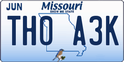 MO license plate TH0A3K