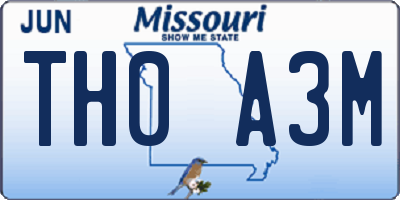 MO license plate TH0A3M