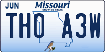 MO license plate TH0A3W