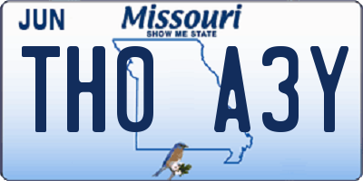 MO license plate TH0A3Y