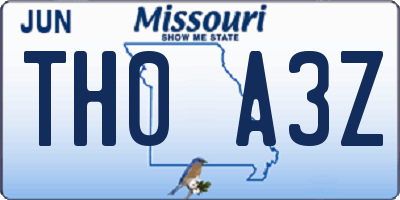 MO license plate TH0A3Z