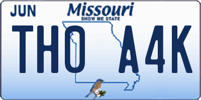 MO license plate TH0A4K