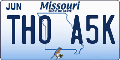 MO license plate TH0A5K