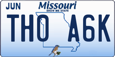 MO license plate TH0A6K