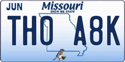 MO license plate TH0A8K