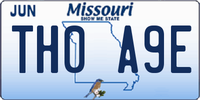 MO license plate TH0A9E