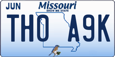 MO license plate TH0A9K