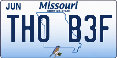 MO license plate TH0B3F