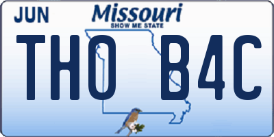 MO license plate TH0B4C