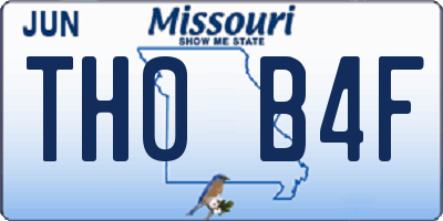 MO license plate TH0B4F