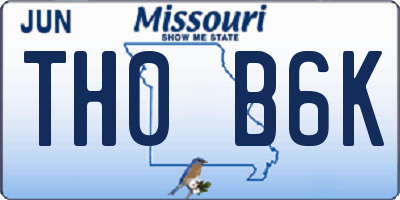 MO license plate TH0B6K