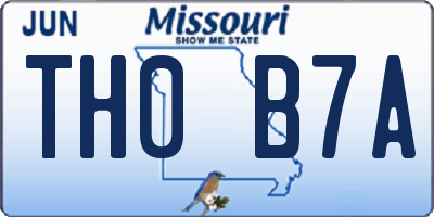 MO license plate TH0B7A