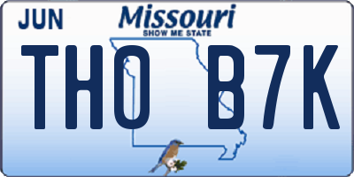 MO license plate TH0B7K