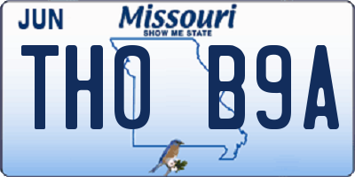 MO license plate TH0B9A