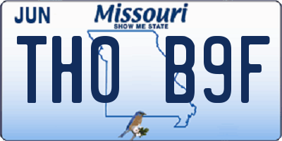 MO license plate TH0B9F