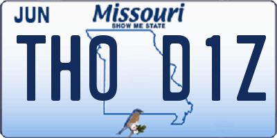 MO license plate TH0D1Z