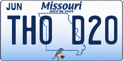 MO license plate TH0D2O
