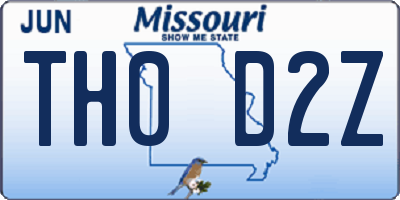 MO license plate TH0D2Z