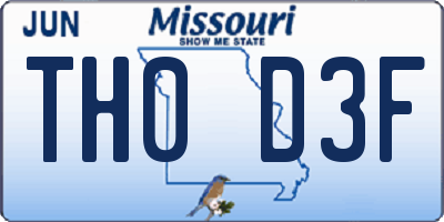 MO license plate TH0D3F