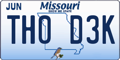 MO license plate TH0D3K
