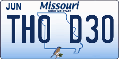 MO license plate TH0D3O