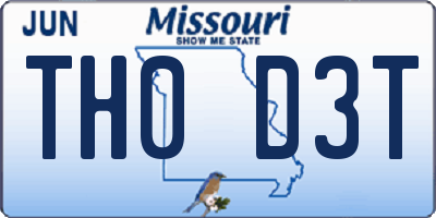 MO license plate TH0D3T