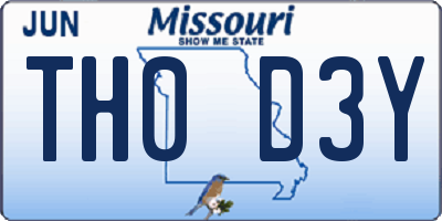 MO license plate TH0D3Y