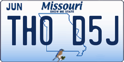 MO license plate TH0D5J