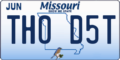MO license plate TH0D5T