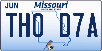 MO license plate TH0D7A