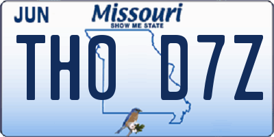 MO license plate TH0D7Z