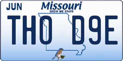 MO license plate TH0D9E