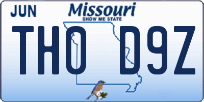 MO license plate TH0D9Z
