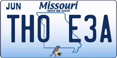MO license plate TH0E3A